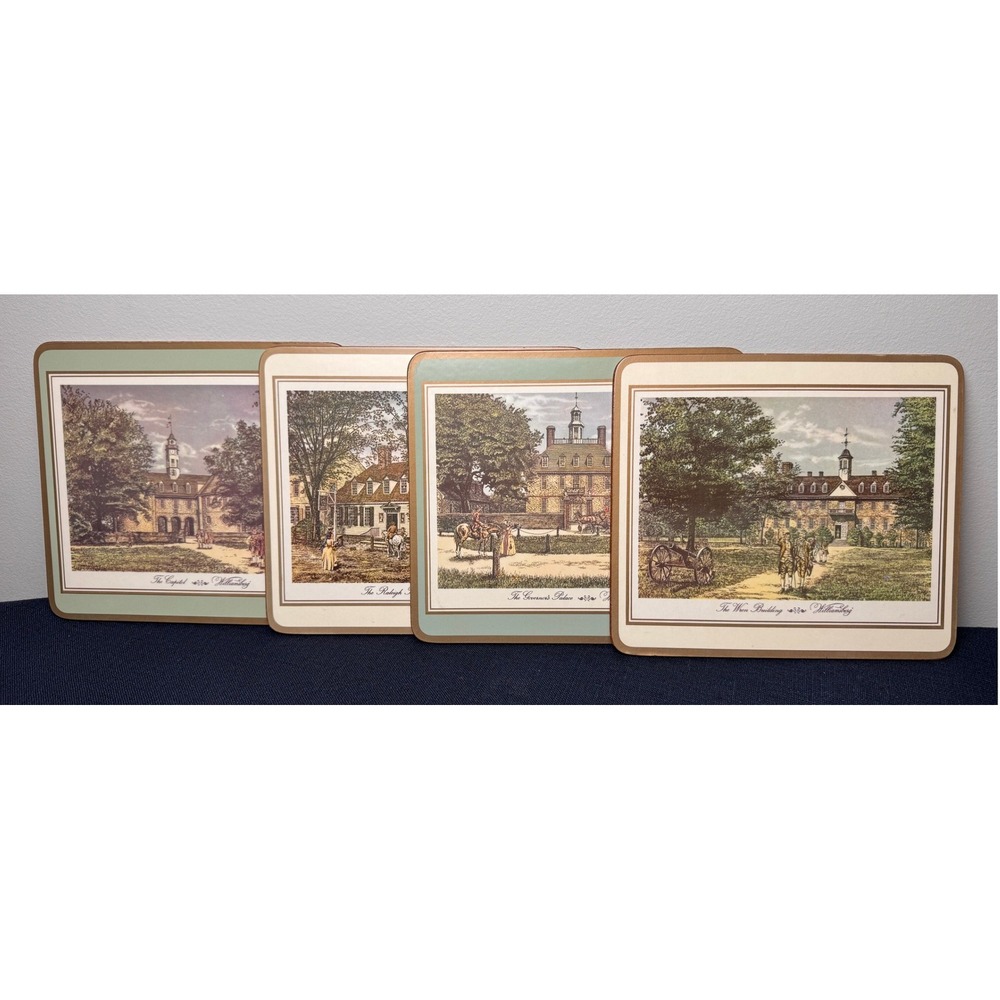 Vintage Pimpernel Colonial Williamsburg Placemats Set of 4 Cork Backed 9x7